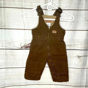Schmidt Workwear Kids Overalls 12 Months Brown Insulated Zip Up Adjustable Strap